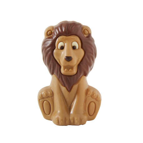 Moulage en chocolat blanc ambré lion 10 cm 80g