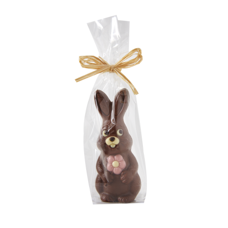 Moulage en chocolat lait lapin flora 13 cm en sachet 65g