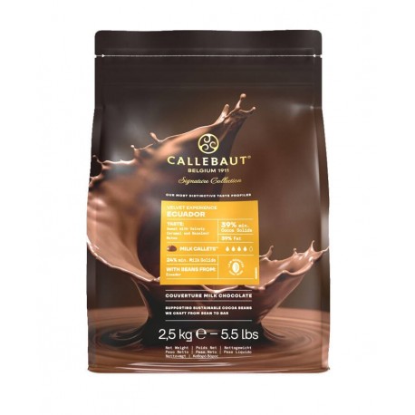 Chocolat de couverture lait Ecuador velvet 39% callets 2,5 kg