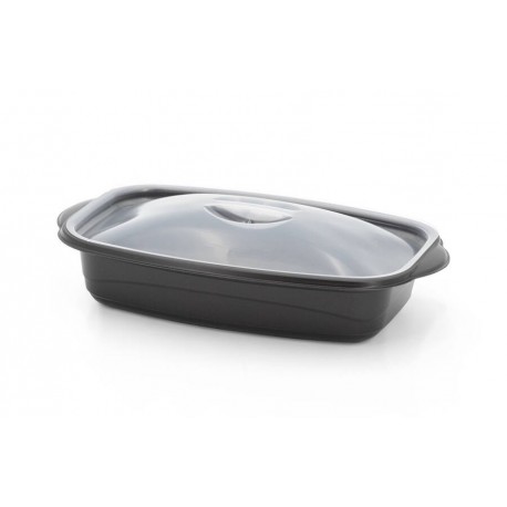 Boîte à fond noir avec couvercle transparent 218 x 140 x 58 mm x 25