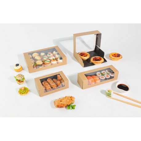 Boîte packipack black et kraft 10 x 10 x 4.5 cm x 50