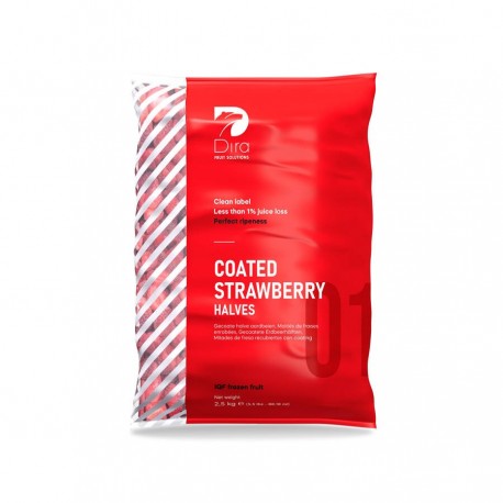 Demi-fraise Camarosa enrobée 100% naturel 28/35 mm IQF 2,5 kg