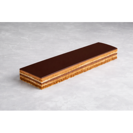 Bande opéra biscuit avec ganache chocolat et crème au beurre café 378x82x25 mm
