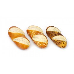 Mini pains spéciaux en pâte à bretzel cuit (nature, séame et pavot) 25 g