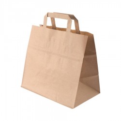 Sac cabas kraft brun avec poignées plates 260+ 140 x 290 mm x 250