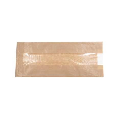 Sac à sandwich à fenêtre kraft brun non ingraissable 100+55x350 mm x 1000