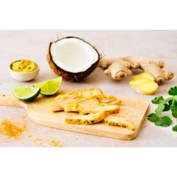 Emincé de poulet rôti mariné Thai coco Halal 1 kg